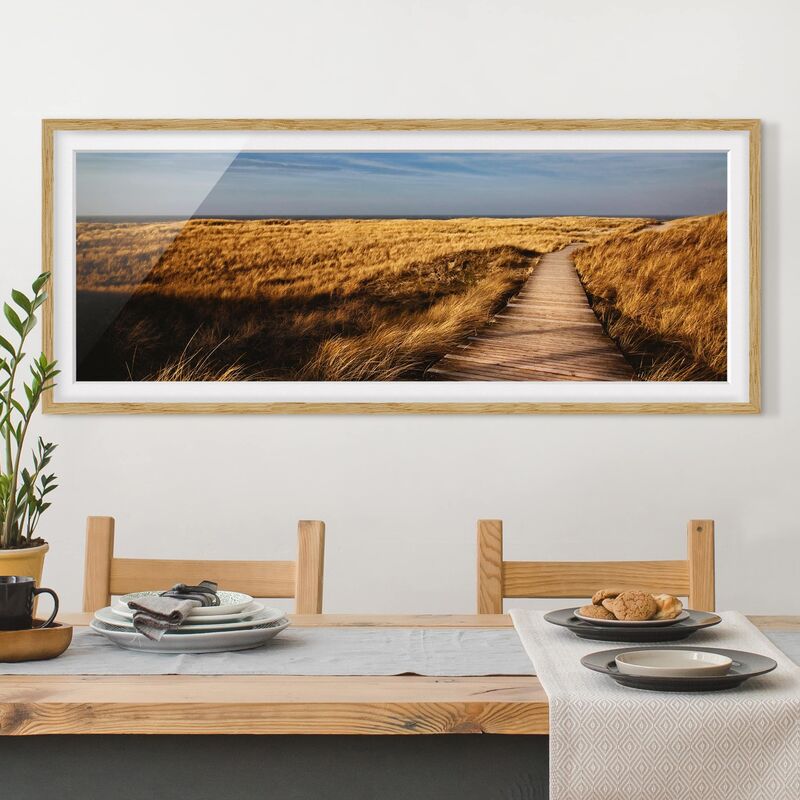 

Póster enmarcado - Dünenweg Sull'Isola Di Sylt Dimensión LxA: 20cm x 50cm, Marco: Roble