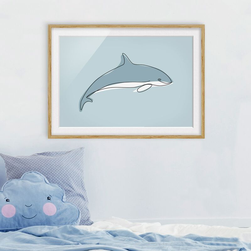 

Póster enmarcado - Dolphin Line Art Dimensión LxA: 30cm x 40cm, Marco: Roble