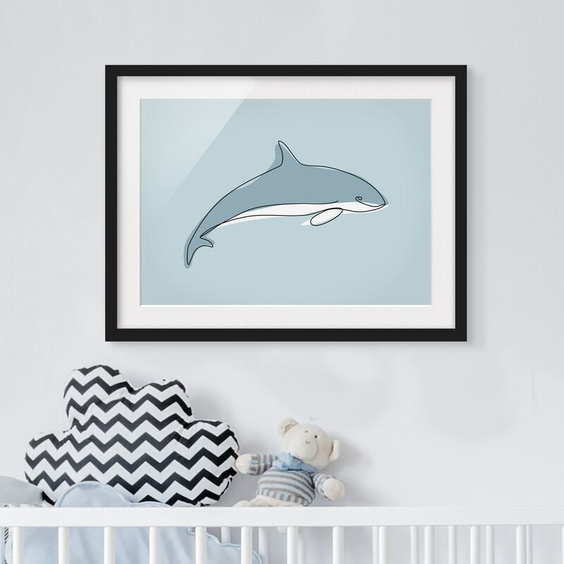 

Póster enmarcado - Dolphin Line Art Dimensión LxA: 70cm x 100cm, Marco: Negro