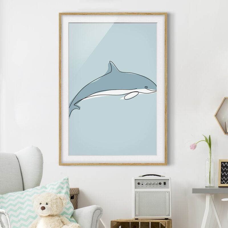 

Póster enmarcado - Dolphin Line Art Dimensión LxA: 40cm x 30cm, Marco: Roble