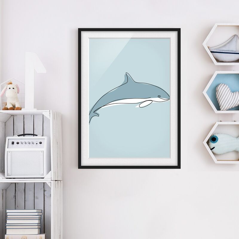 

Póster enmarcado - Dolphin Line Art Dimensión LxA: 24cm x 18cm, Marco: Negro