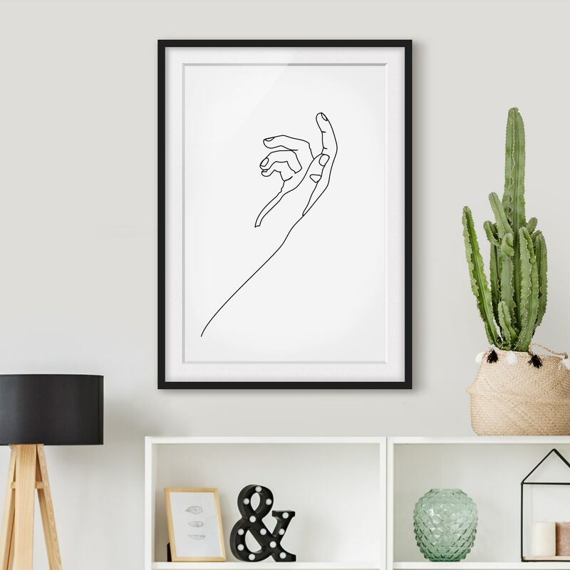 

Póster enmarcado - Domanda mano Line Art Dimensión LxA: 40cm x 30cm, Marco: Negro