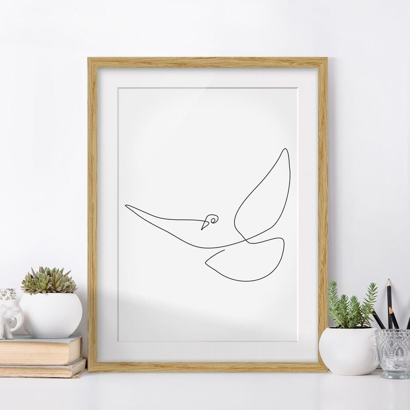 

Póster enmarcado - Dove Line Art Dimensión LxA: 70cm x 50cm, Marco: Roble