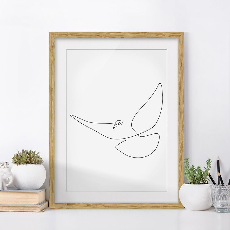 

Póster enmarcado - Dove Line Art Dimensión LxA: 40cm x 30cm, Marco: Roble