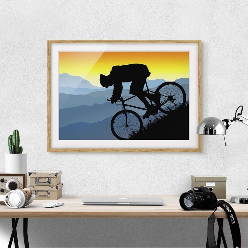 

Póster enmarcado - Downhill Dimensión LxA: 18cm x 24cm, Marco: Roble