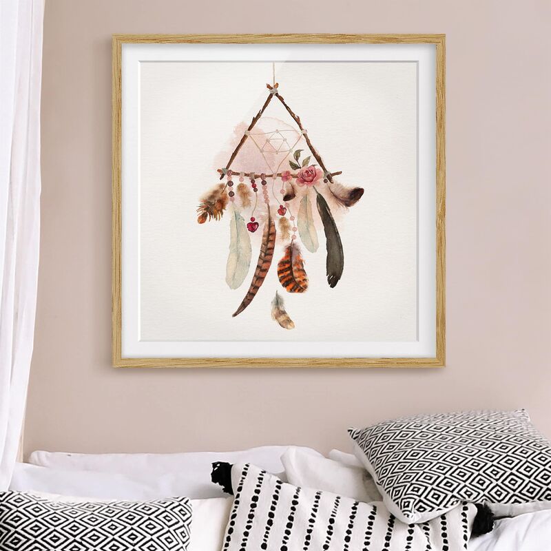

Póster enmarcado - Dreamcatcher Triangle Dimensión LxA: 70cm x 70cm, Marco: Roble