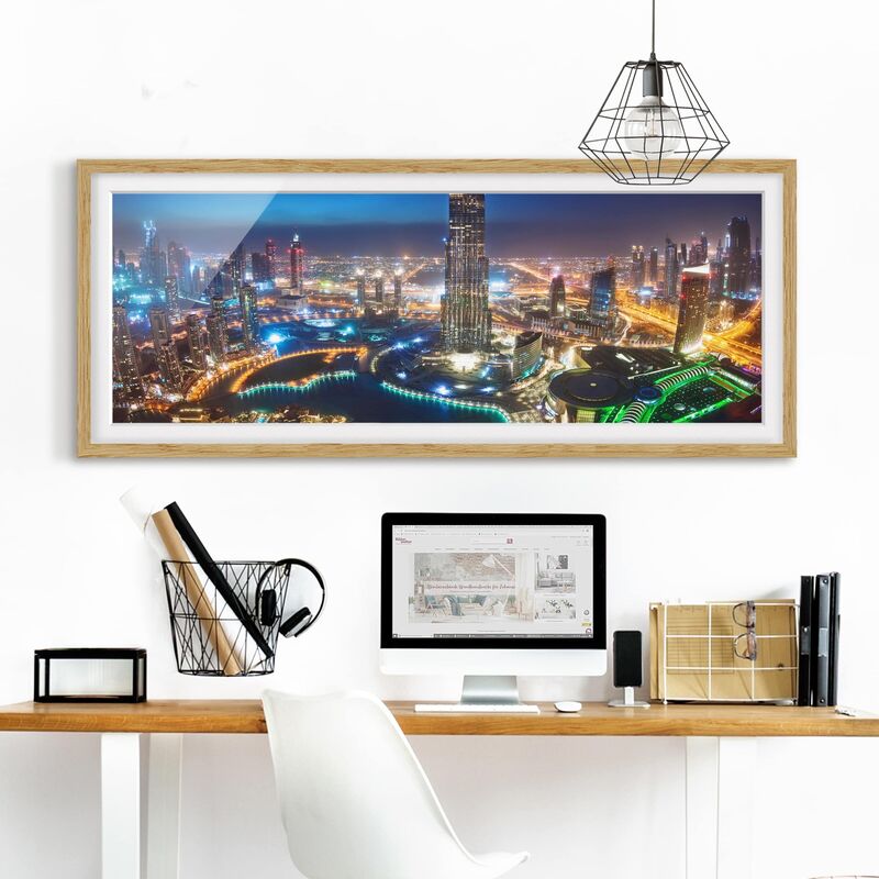 

Póster enmarcado - Dubai Marina Dimensión LxA: 30cm x 75cm, Marco: Roble