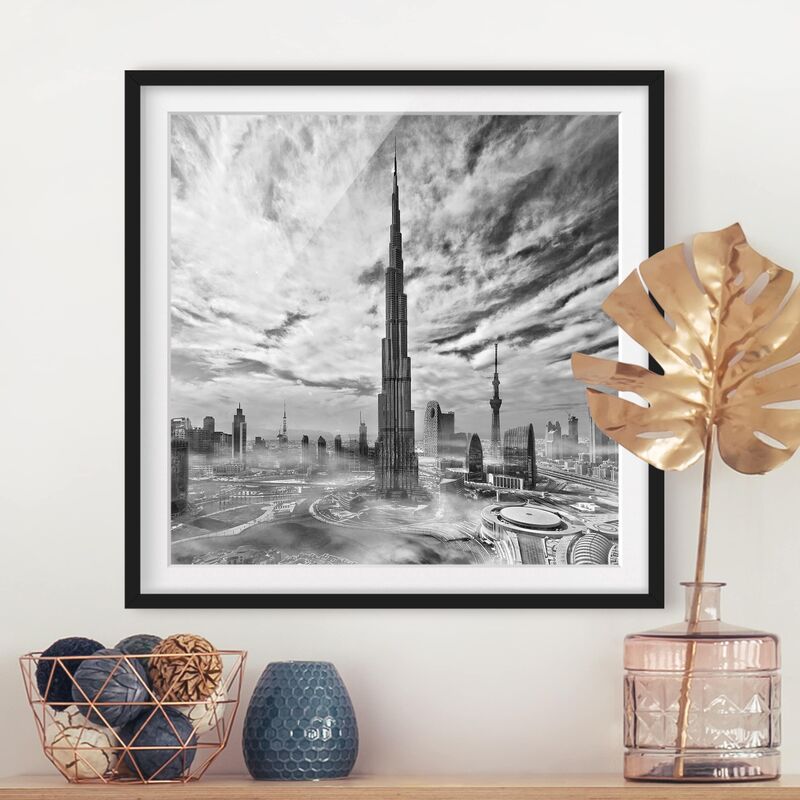 

Póster enmarcado - Dubai Super Skyline Dimensión LxA: 30cm x 30cm, Marco: Negro