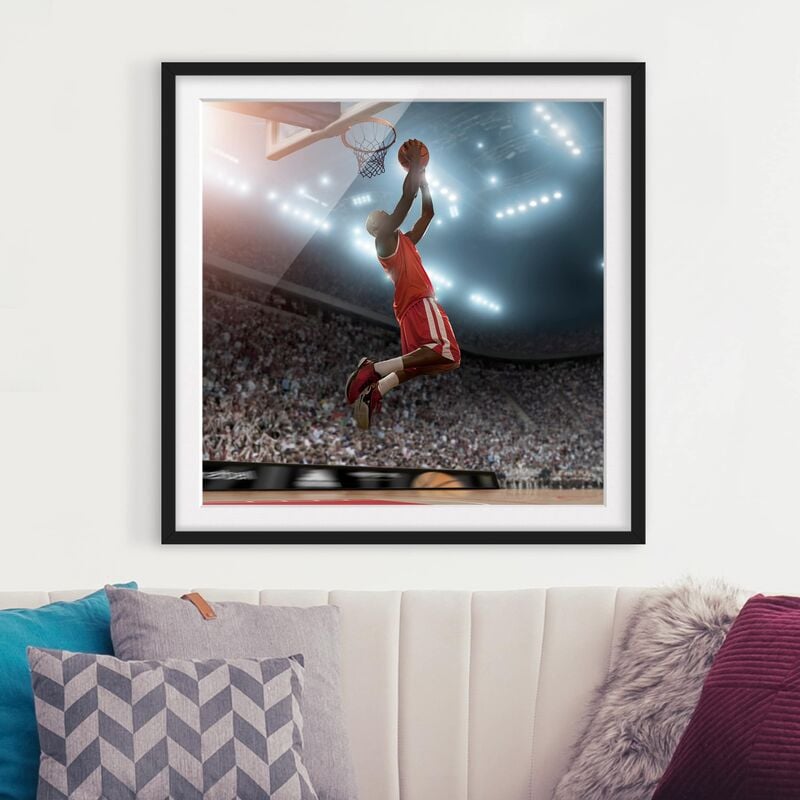 

Póster enmarcado - Dunking Dimensión LxA: 70cm x 70cm, Marco: Negro