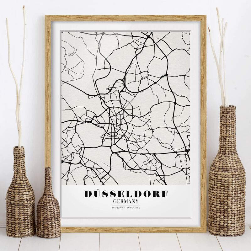 

Póster enmarcado - Dusseldorf City Map - Classic Dimensión LxA: 40cm x 30cm, Marco: Roble