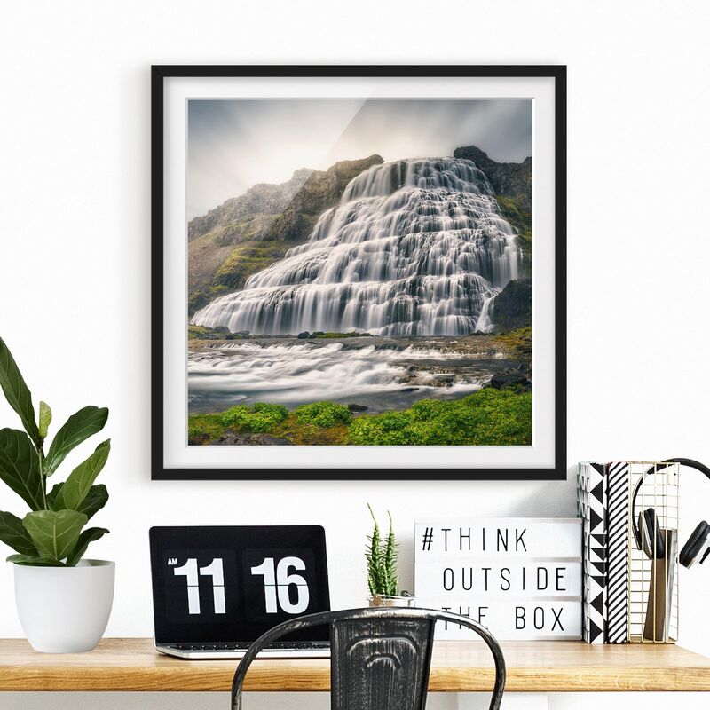 

Póster enmarcado - Dynjandi Waterfall Dimensión LxA: 20cm x 20cm, Marco: Negro