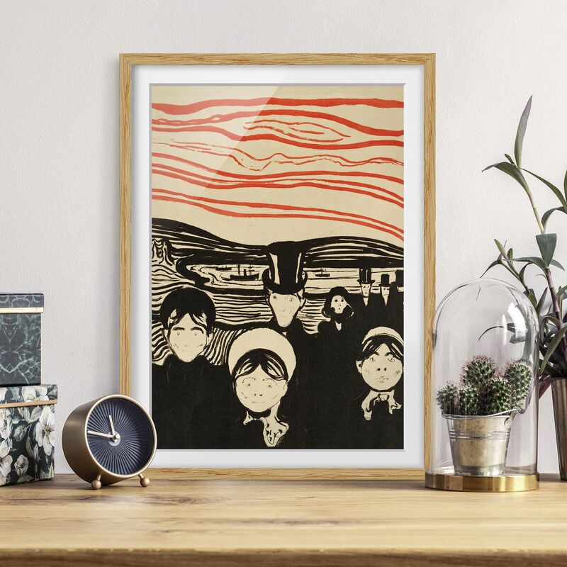

Póster enmarcado - Edvard Munch - Anxiety Dimensión LxA: 24cm x 18cm, Marco: Roble