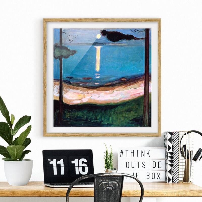 

Póster enmarcado - Edvard Munch - Luna Night Dimensión LxA: 70cm x 70cm, Marco: Roble