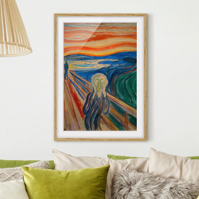 

Póster enmarcado - Edvard Munch - L'urlo Dimensión LxA: 100cm x 70cm, Marco: Roble