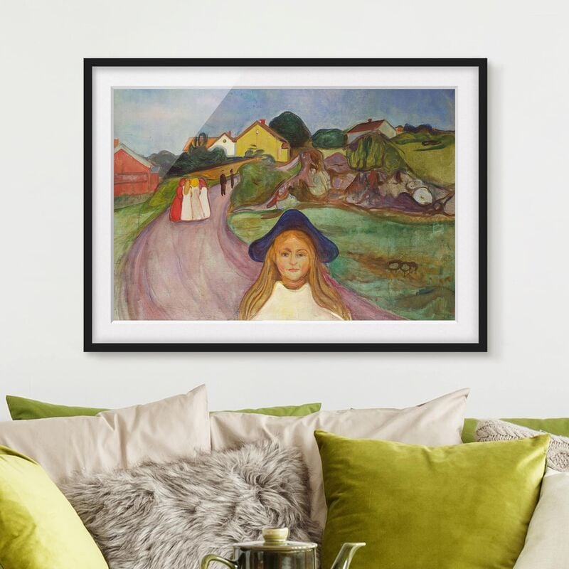 

Póster enmarcado - Edvard Munch - Street a Åsgårdstrand Dimensión LxA: 70cm x 100cm, Marco: Negro