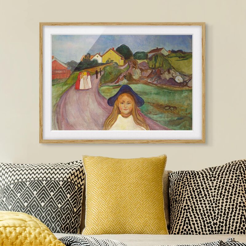 

Póster enmarcado - Edvard Munch - Street a Åsgårdstrand Dimensión LxA: 70cm x 100cm, Marco: Roble