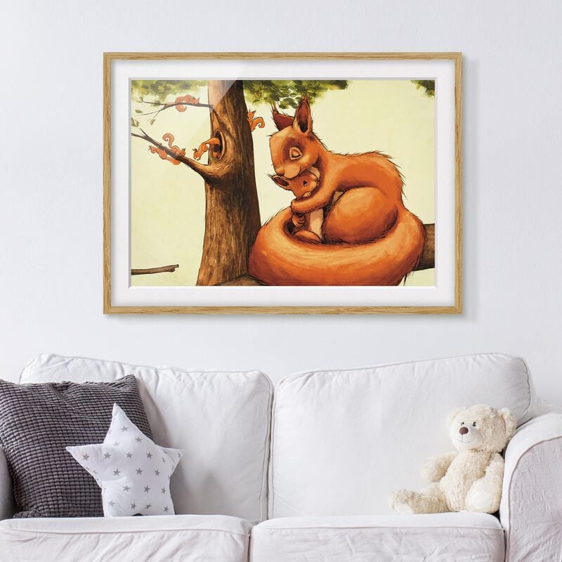 

Póster enmarcado - Einhörnchen Mama Dimensión LxA: 30cm x 40cm, Marco: Roble