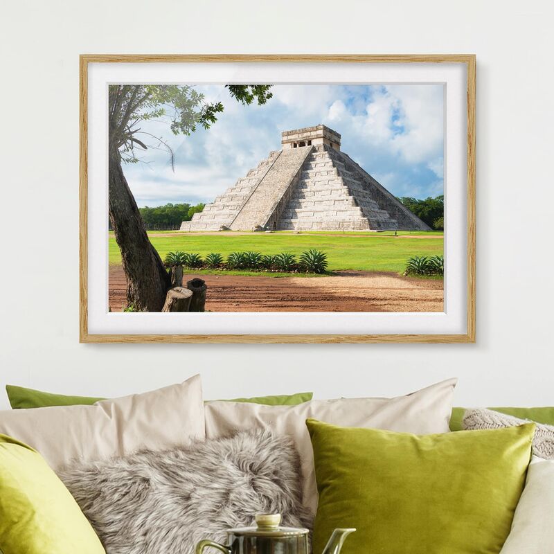 

Póster enmarcado - El Castillo Pyramid Dimensión LxA: 70cm x 100cm, Marco: Roble