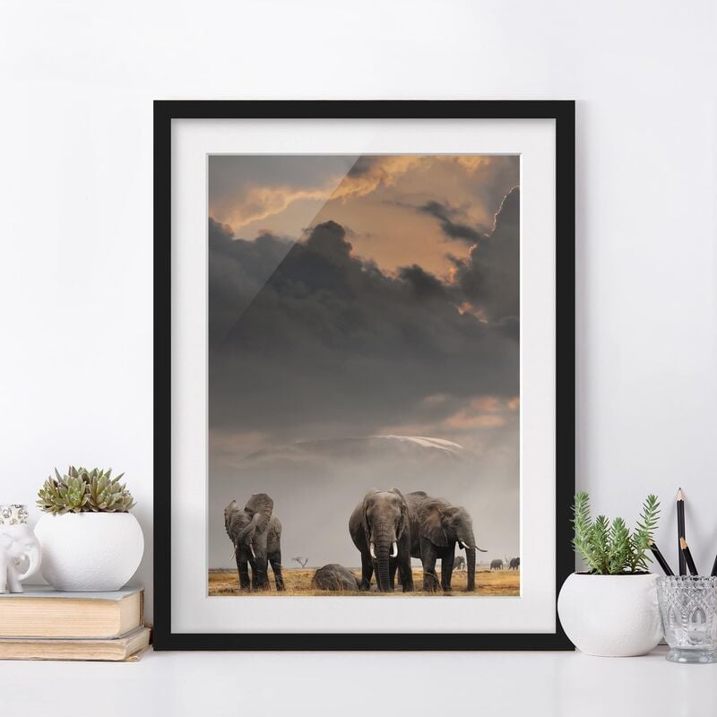 

Póster enmarcado - Elephant Savanna Dimensión LxA: 24cm x 18cm, Marco: Negro