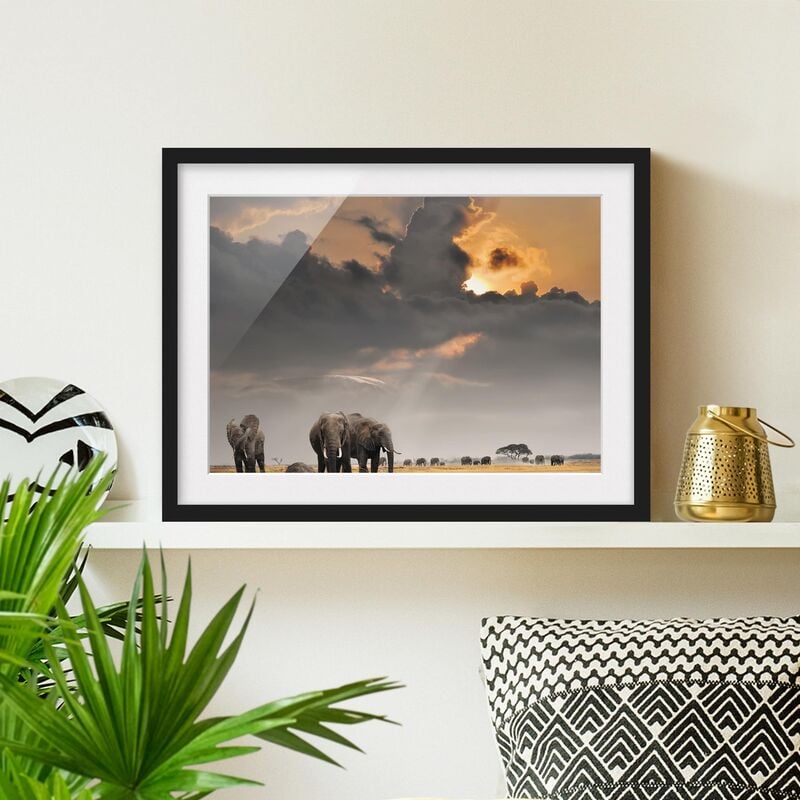 

Póster enmarcado - Elephant Savanna Dimensión LxA: 18cm x 24cm, Marco: Negro