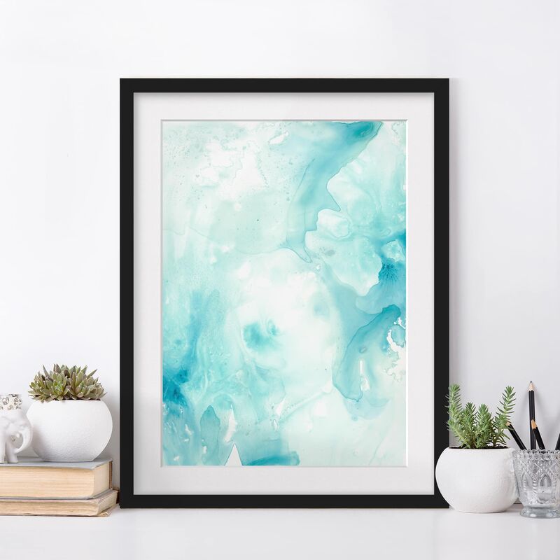 

Póster enmarcado - Emulsione In Bianco E Turchese Ii Dimensión LxA: 55cm x 40cm, Marco: Negro