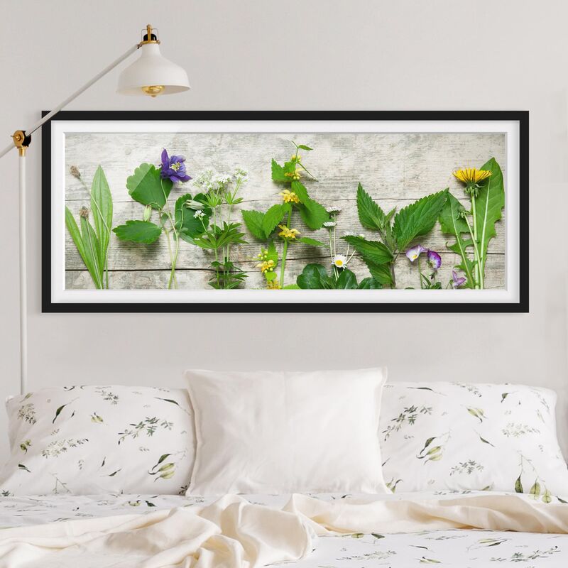

Póster enmarcado - Erbe Officinali E Selvatiche Dimensión LxA: 30cm x 75cm, Marco: Negro