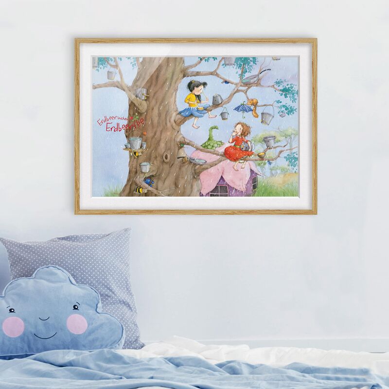 

Póster enmarcado - Erdbeerinchen Erdbeerfee - It's Raining Dimensión LxA: 50cm x 70cm, Marco: Roble