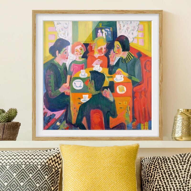 

Póster enmarcado - Ernst Ludwig Kirchner - Coffee Table Dimensión LxA: 20cm x 20cm, Marco: Roble