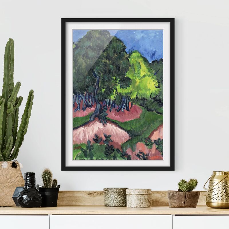 

Póster enmarcado - Ernst Ludwig Kirchner - Landscape With Chestnut Tree Dimensión LxA: 100cm x 70cm, Marco: Negro