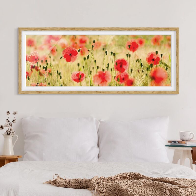 

Póster enmarcado - Estate Papaveri Dimensión LxA: 50cm x 130cm, Marco: Roble