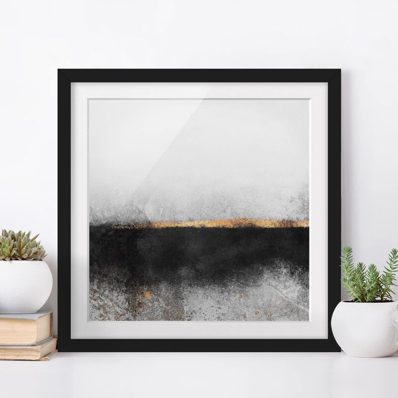 

Póster enmarcado - Estratto Golden Horizon Bianco e nero Dimensión LxA: 70cm x 70cm, Marco: Negro