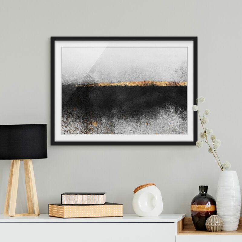 

Póster enmarcado - Estratto Golden Horizon Bianco e nero Dimensión LxA: 70cm x 100cm, Marco: Negro