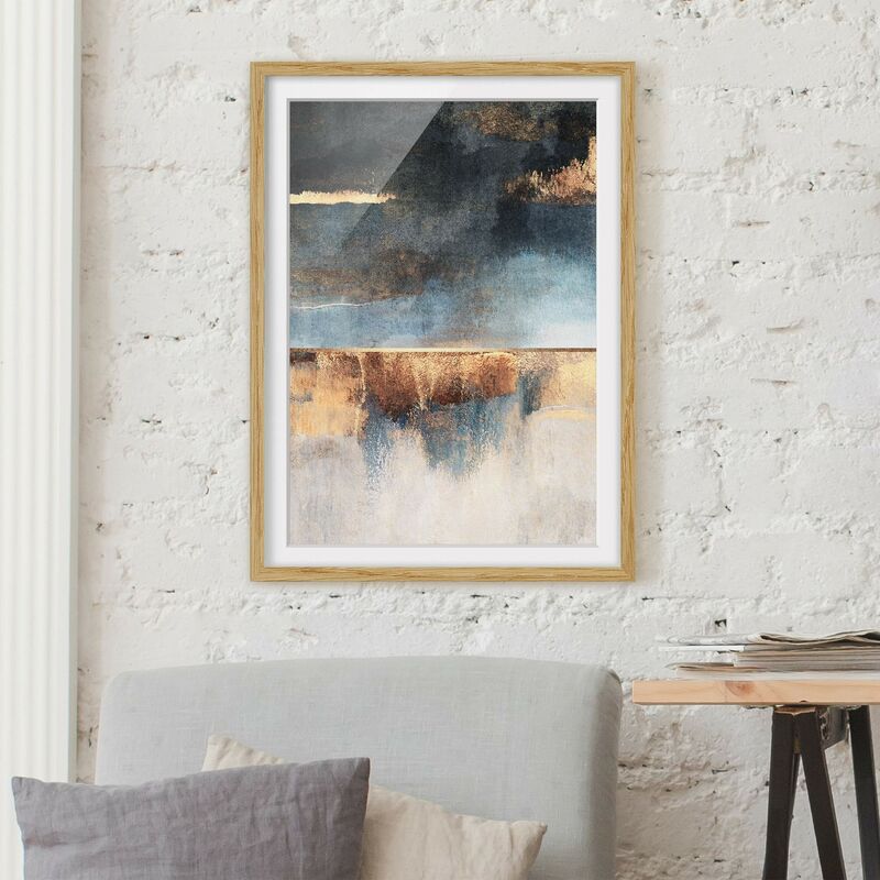 

Póster enmarcado - Estratto Lakeshore In Oro Dimensión LxA: 100cm x 70cm, Marco: Roble
