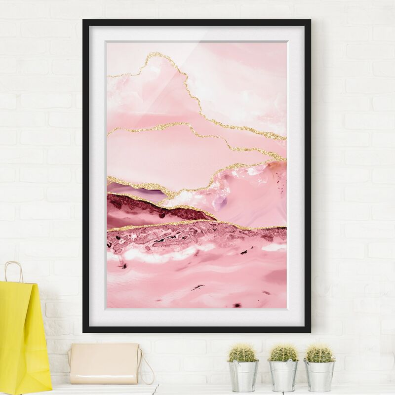

Póster enmarcado - Estratto Monti rosa con Golden Lines Dimensión LxA: 100cm x 70cm, Marco: Negro