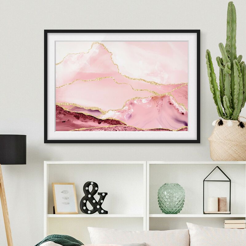 

Póster enmarcado - Estratto Monti rosa con Golden Lines Dimensión LxA: 18cm x 24cm, Marco: Negro