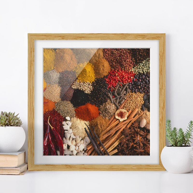 

Póster enmarcado - Exotic Spices Dimensión LxA: 20cm x 20cm, Marco: Roble