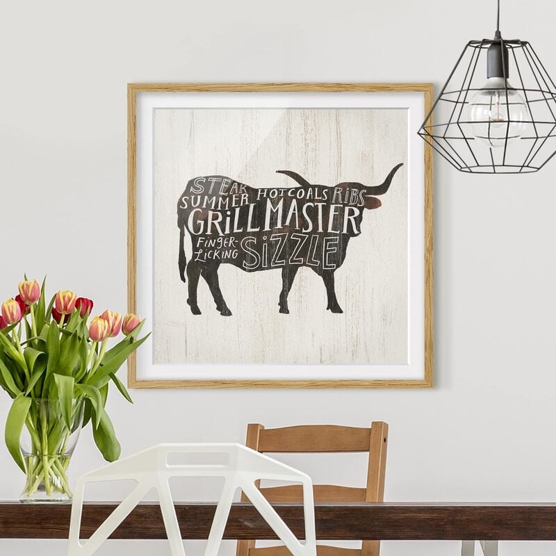 

Póster enmarcado - Farm BBQ - Beef Dimensión LxA: 70cm x 70cm, Marco: Roble
