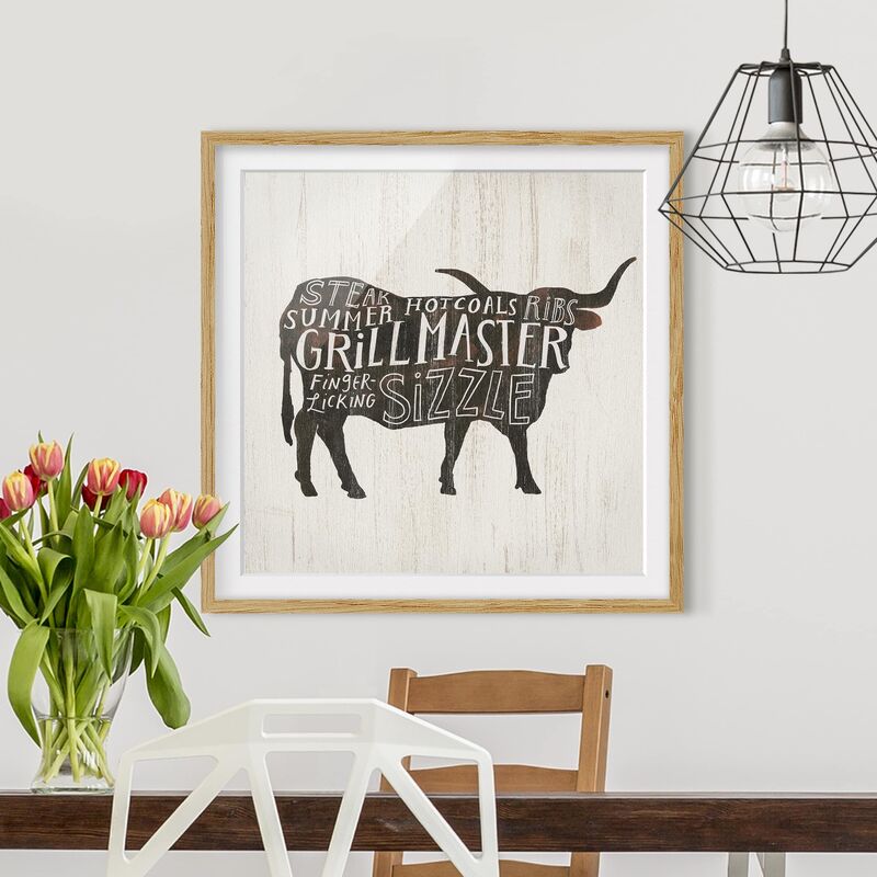 

Póster enmarcado - Farm BBQ - Beef Dimensión LxA: 50cm x 50cm, Marco: Roble