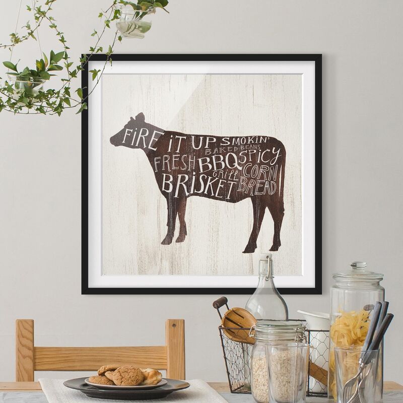 

Póster enmarcado - Farm BBQ - Cow Dimensión LxA: 70cm x 70cm, Marco: Negro