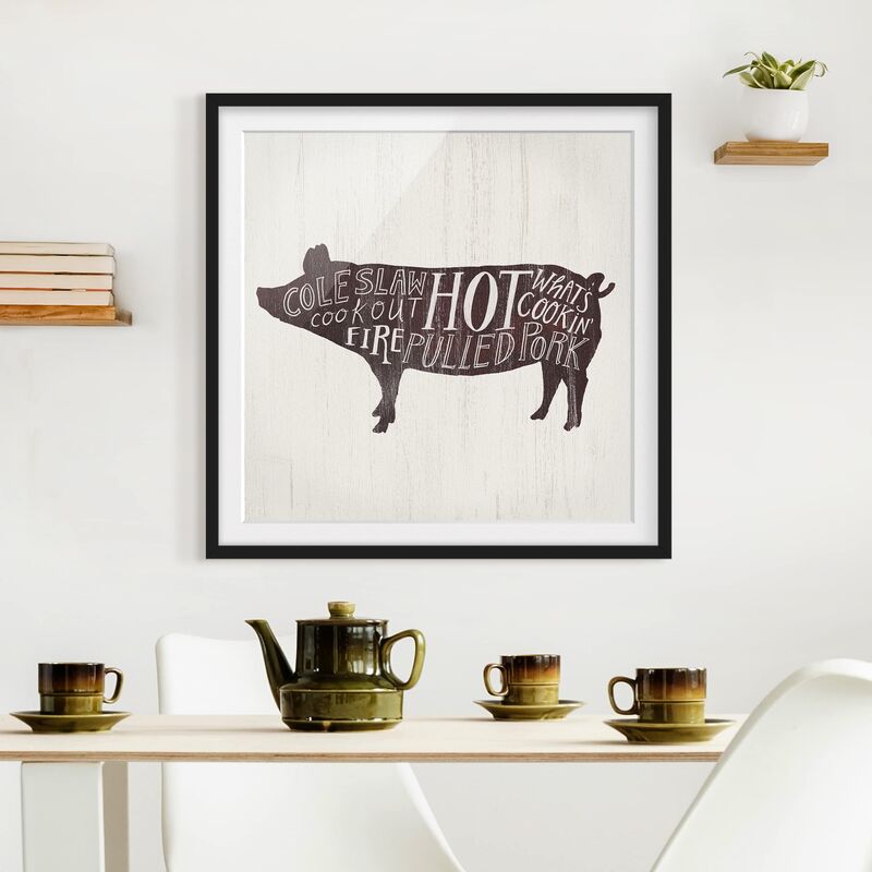 

Póster enmarcado - Farm BBQ - Pig Dimensión LxA: 70cm x 70cm, Marco: Negro