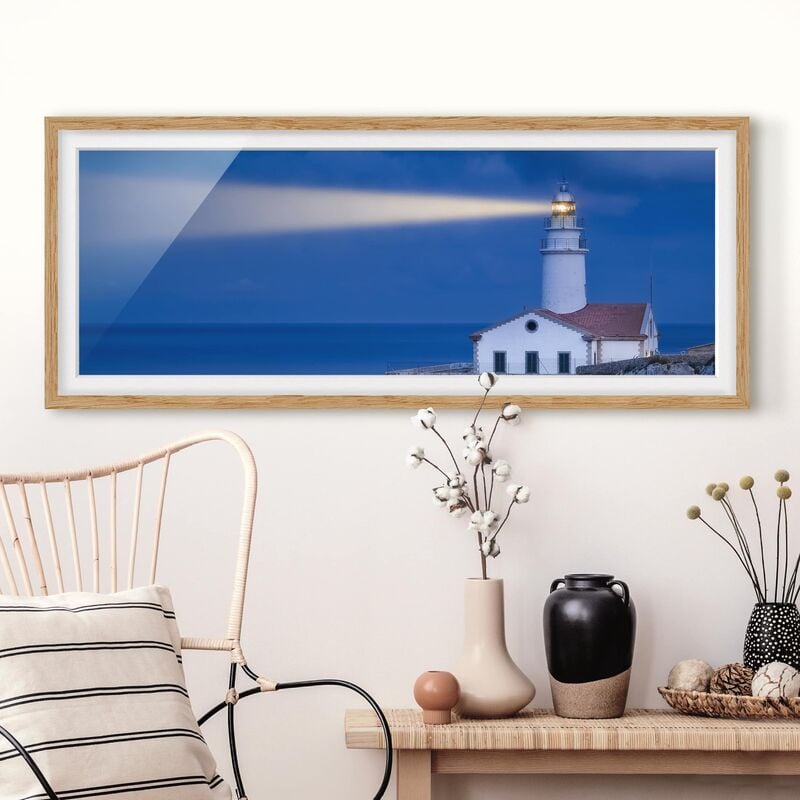 

Póster enmarcado - Faro Al Far De Capdepera Dimensión LxA: 50cm x 130cm, Marco: Roble