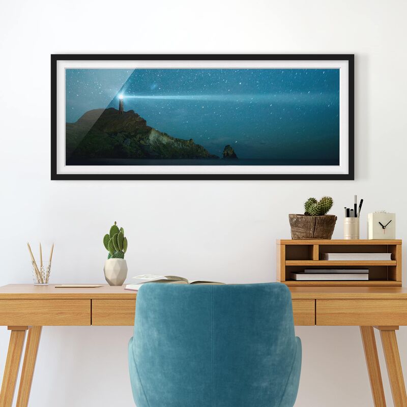 

Póster enmarcado - Faro Dimensión LxA: 30cm x 75cm, Marco: Negro