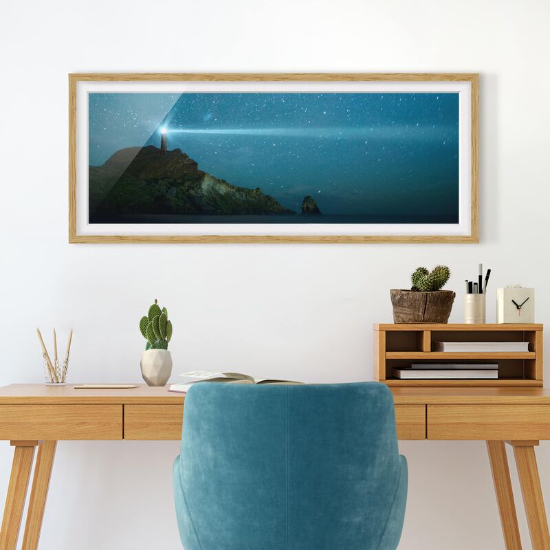 

Póster enmarcado - Faro Dimensión LxA: 40cm x 100cm, Marco: Roble