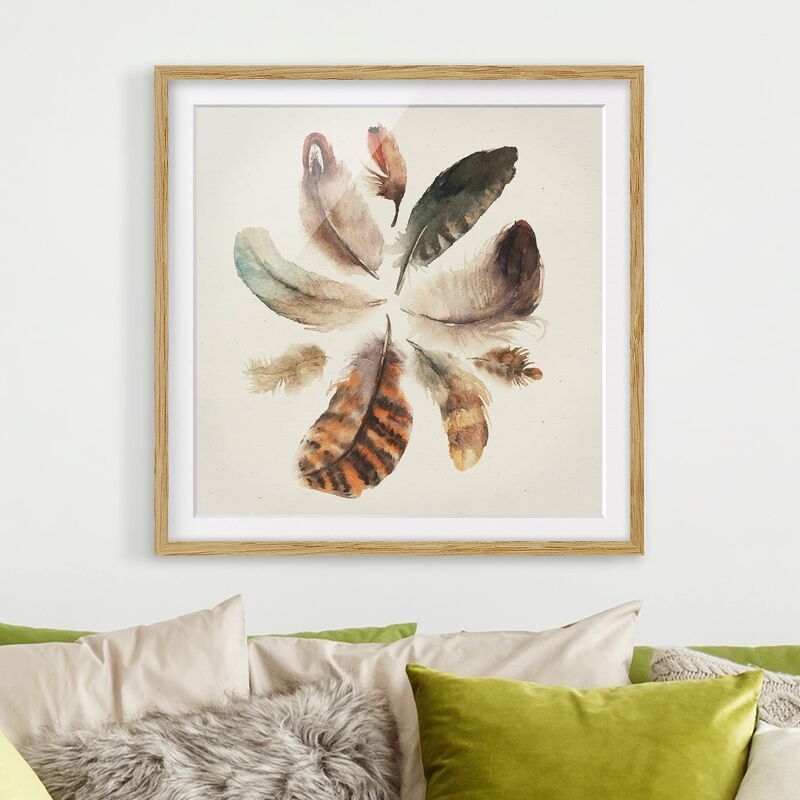 

Póster enmarcado - Feather Collection Dimensión LxA: 70cm x 70cm, Marco: Roble