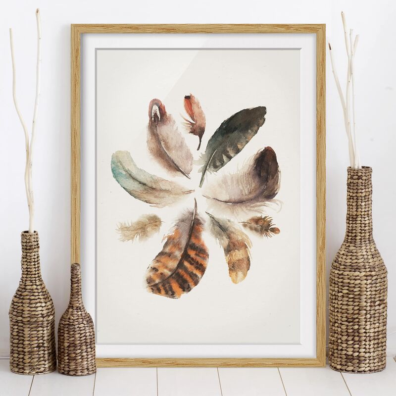 

Póster enmarcado - Feather Collection Dimensión LxA: 100cm x 70cm, Marco: Roble