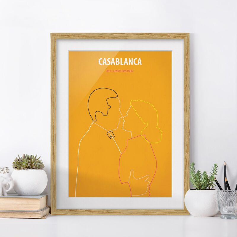 

Póster enmarcado - Film Poster Casablanca Dimensión LxA: 24cm x 18cm, Marco: Roble