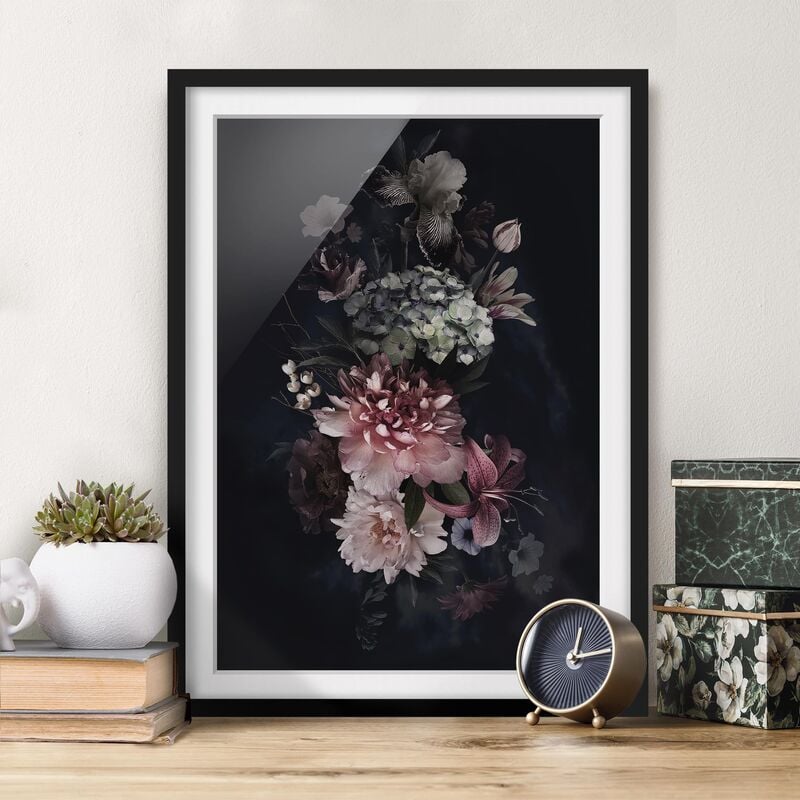

Póster enmarcado - Fiori con la nebbia in Nero Dimensión LxA: 24cm x 18cm, Marco: Negro