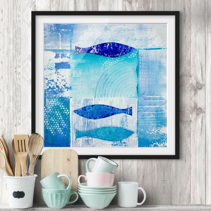 

Póster enmarcado - Fish In The Blue Dimensión LxA: 50cm x 50cm, Marco: Negro