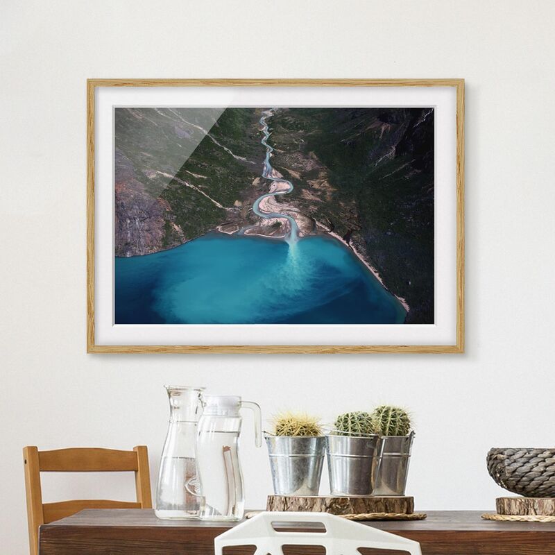 

Póster enmarcado - Fiume in Groenlandia Dimensión LxA: 70cm x 100cm, Marco: Roble