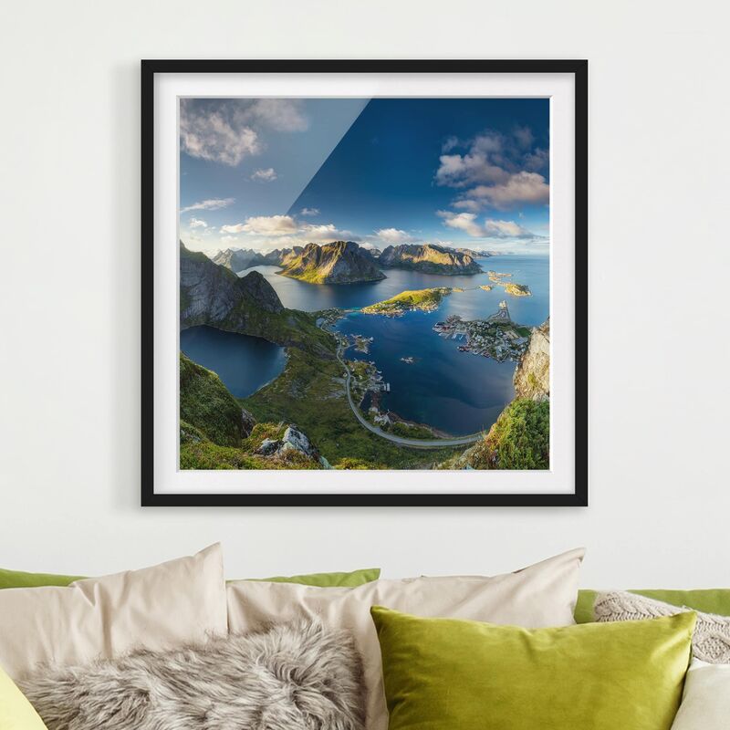 

Póster enmarcado - Fjord In Reinebringen Dimensión LxA: 50cm x 50cm, Marco: Negro